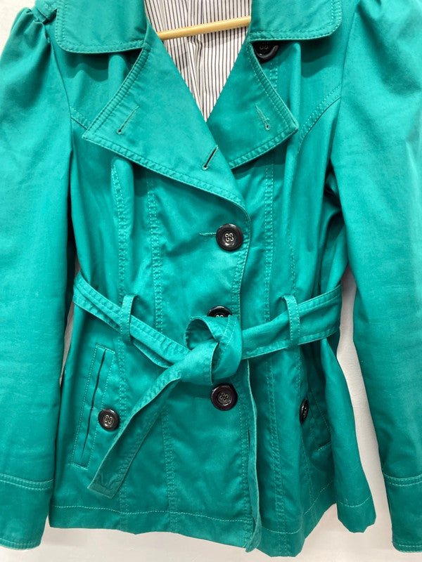 Fabulous M&S emerald Green mini short cotton mac Uk10 JA002