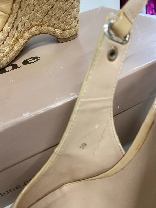 Fabulous Dune leather & rafia wedges UK6 nude NN001