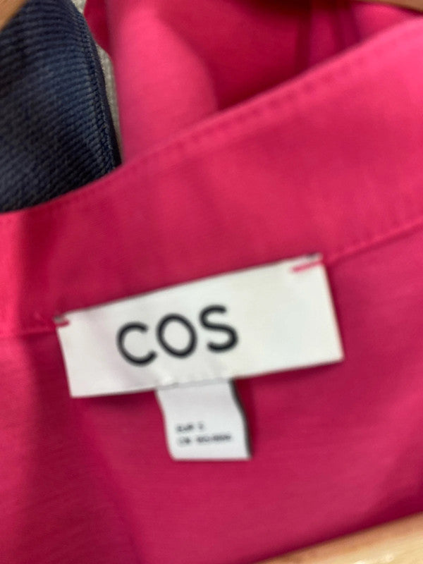 Amazing Cos Cerise Pink oversized loose fit midi shirt dress UkS KD001