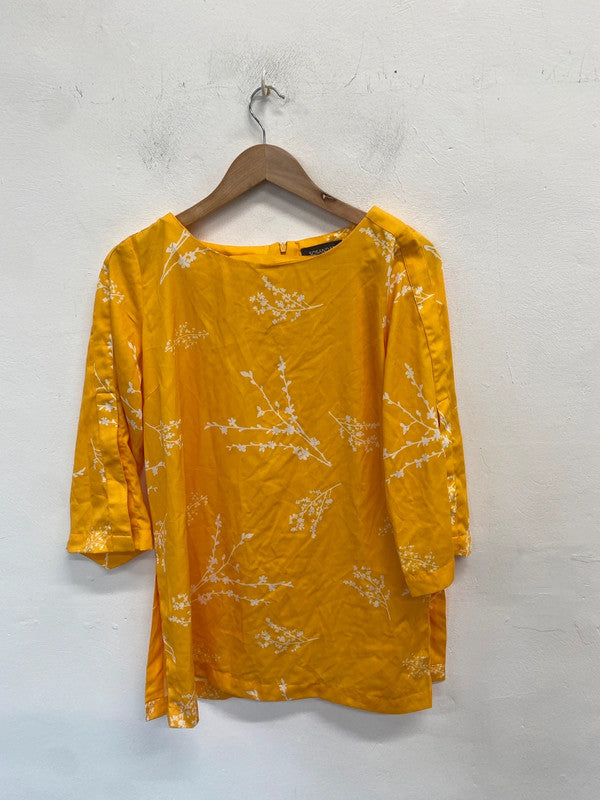 Stunning sosandar floral tunic yellow top UK 12 LW005