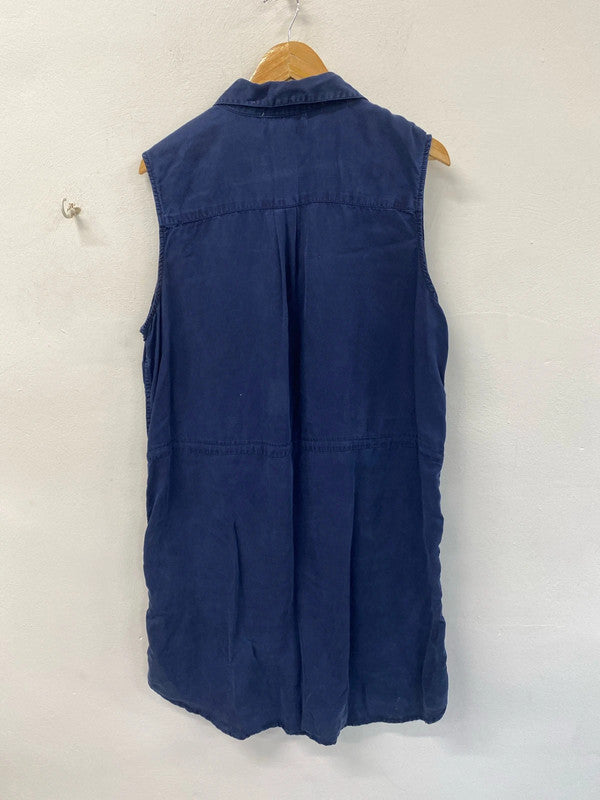 Classic lightweight H&M sleeveless shirt dress navy KM003