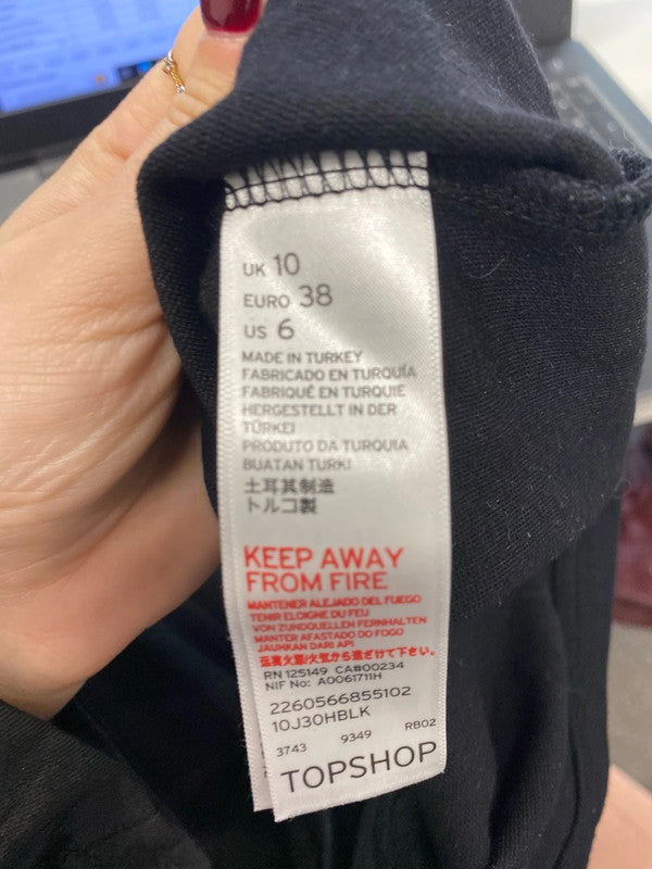 Lovely Topshop black casual dress UK 10 AO001