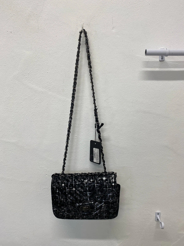 Silvy Fabulous Borsa Ecopelle Black & Silver Sparkle Handbag NC001