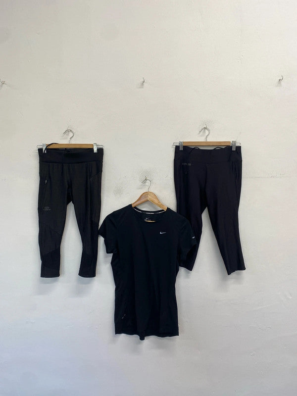 Fabulous trio of gym clothing Nike cropped leggings active tshirt #39 UK M LD003