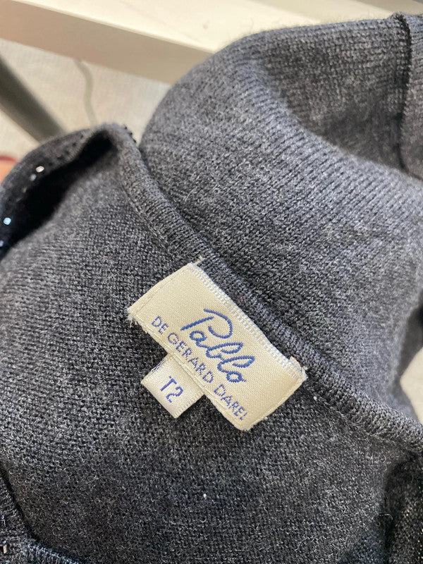 Gorgeous Gerard darel pallo grey beaded neck jumper UK 12 MM005
