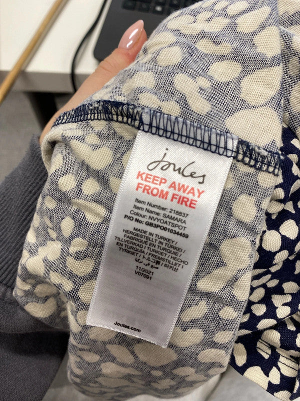 Lovely joules navy cream spotted top UK 18 KN002