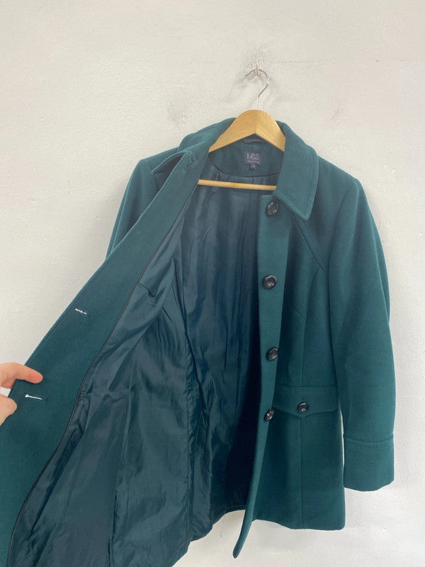 M&S Elegant Sea Green Overcoat UK 14 JW002