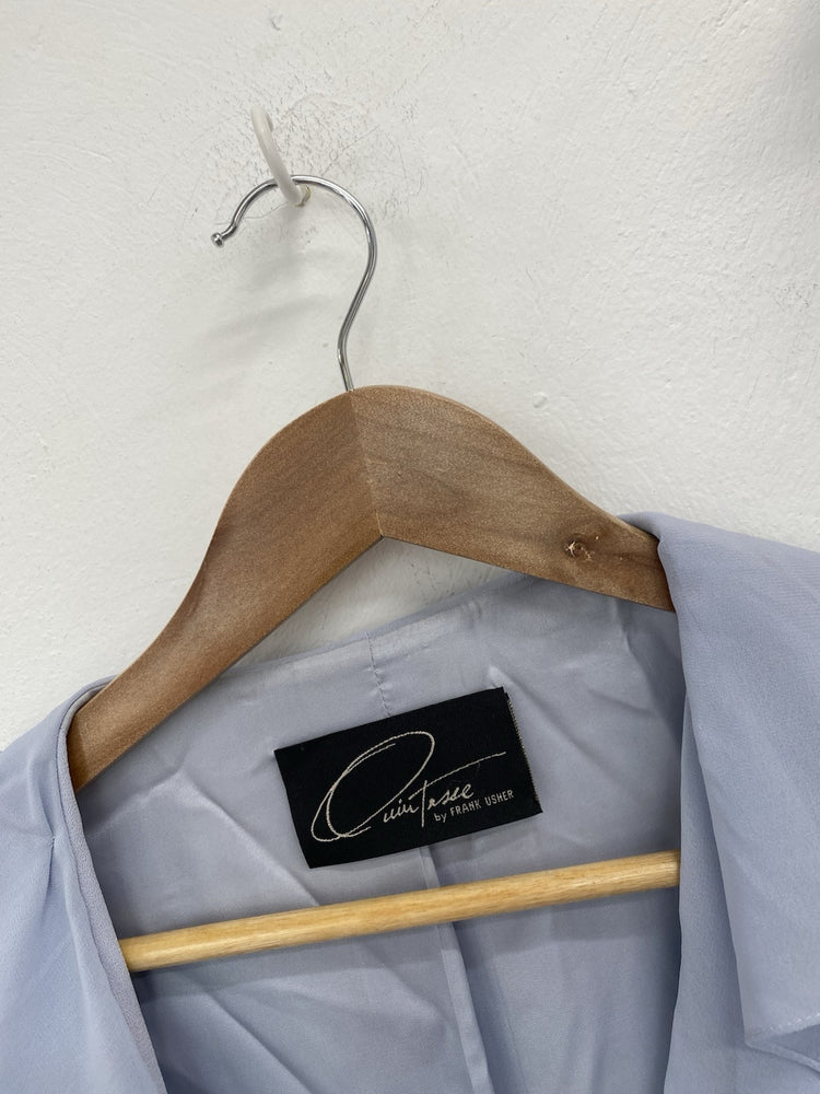 Stunning Frank Usher Powder Blue Skirt Suit Set UK 16-18 IZ001