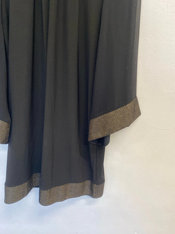 Lovely billie & blossom black flare midi gold cuff dress UK 16 AO001