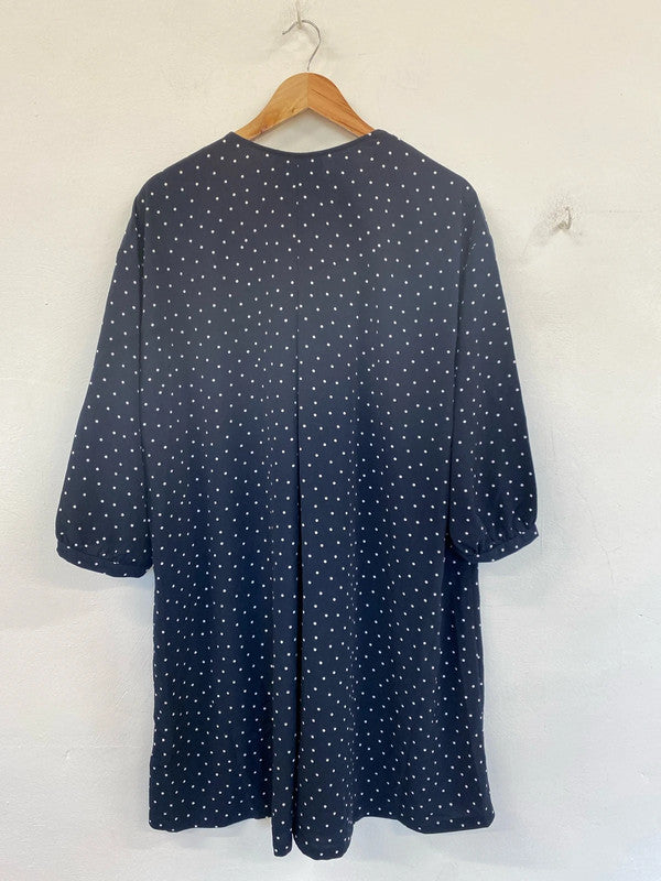Monki Chic Navy Yessa Dress Micro Spot Pattern Size L Oversize IM001