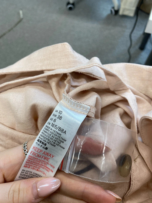 Lovely Topshop rose linen button up midi dress UK 10 JB001