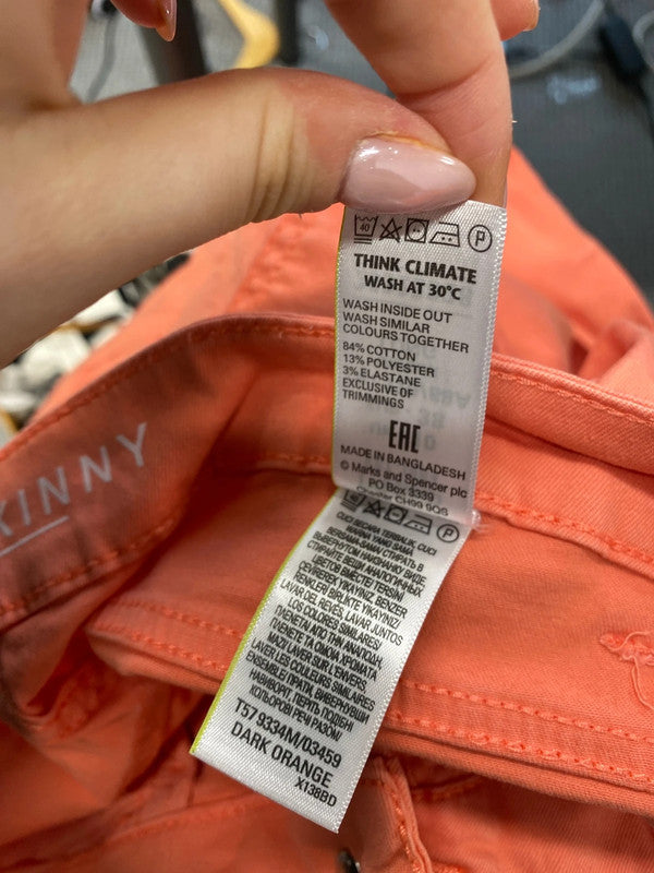 Lovely M&s super skinny long coral jeans UK 10 HA001