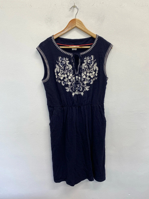 Fabulous Boden navy embroidered jersey dress Uk14 L KN003