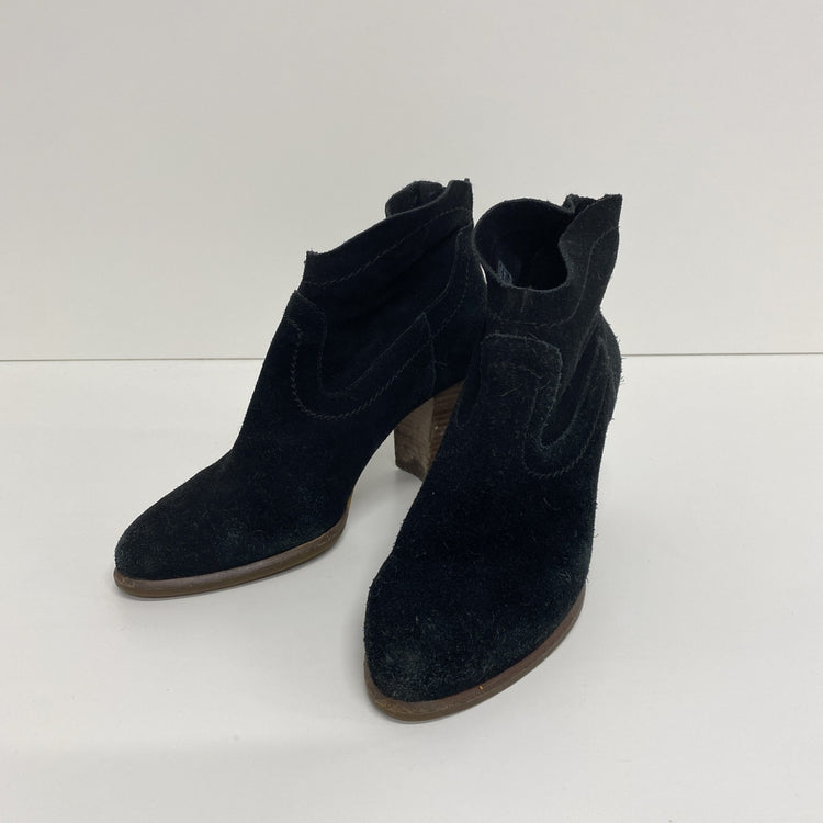 UGG Charlotte Black Suede Block Heel Ankle Boots Size UK 7.5 KD001