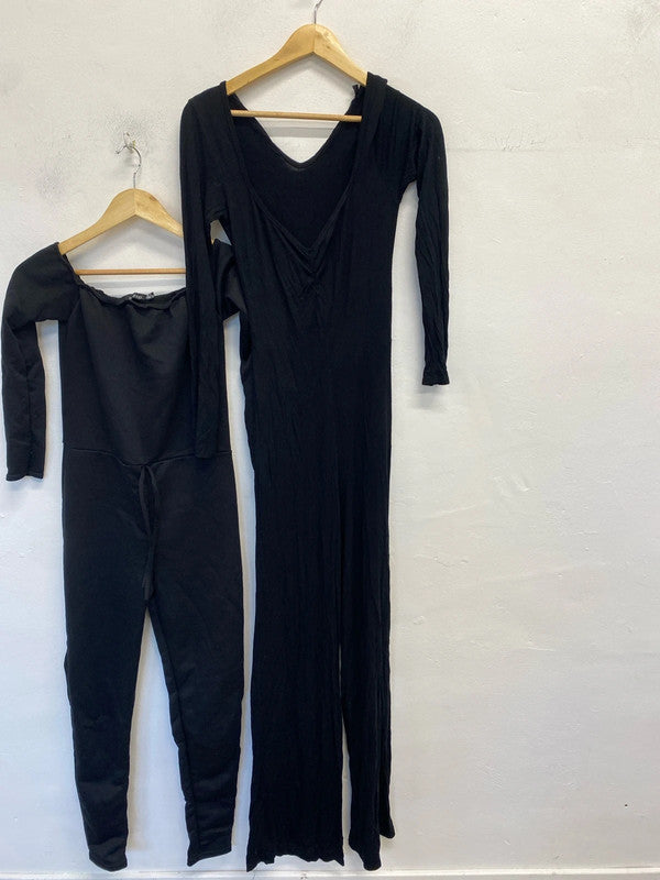 Lovely duo of boohoo jumpsuits black UK 8-10 LK009 #14