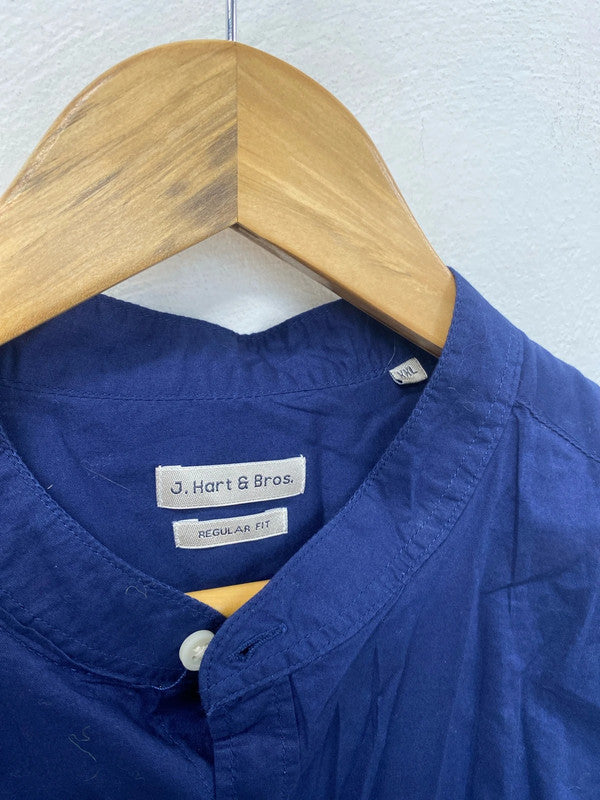 Classic lightweight J.Hart&Bros collarless shirt navy XXL FE001