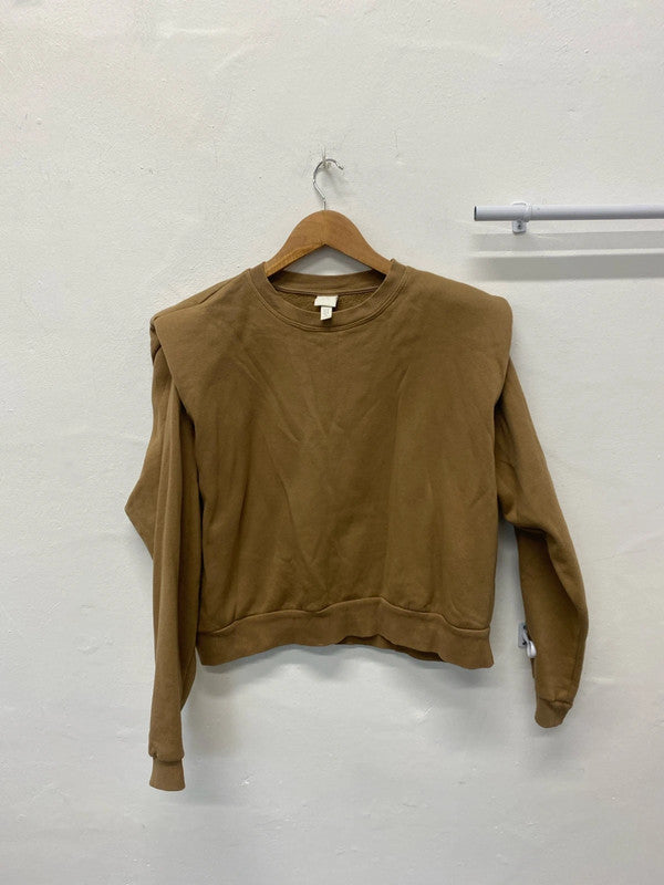 Fabulous Tan brown sweatshirt shoulderpads UkM JB001