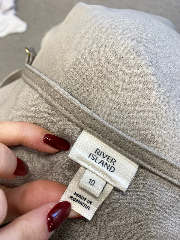 Lovely river island grey lace hem cami top UK 10 LN001