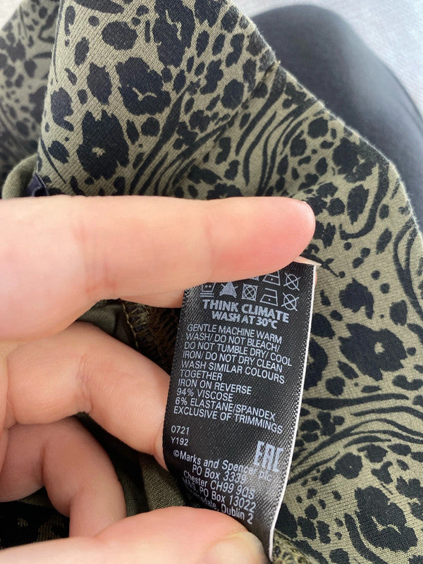 M&S Stylish Green Animal Print Leggings UK 14 LG004