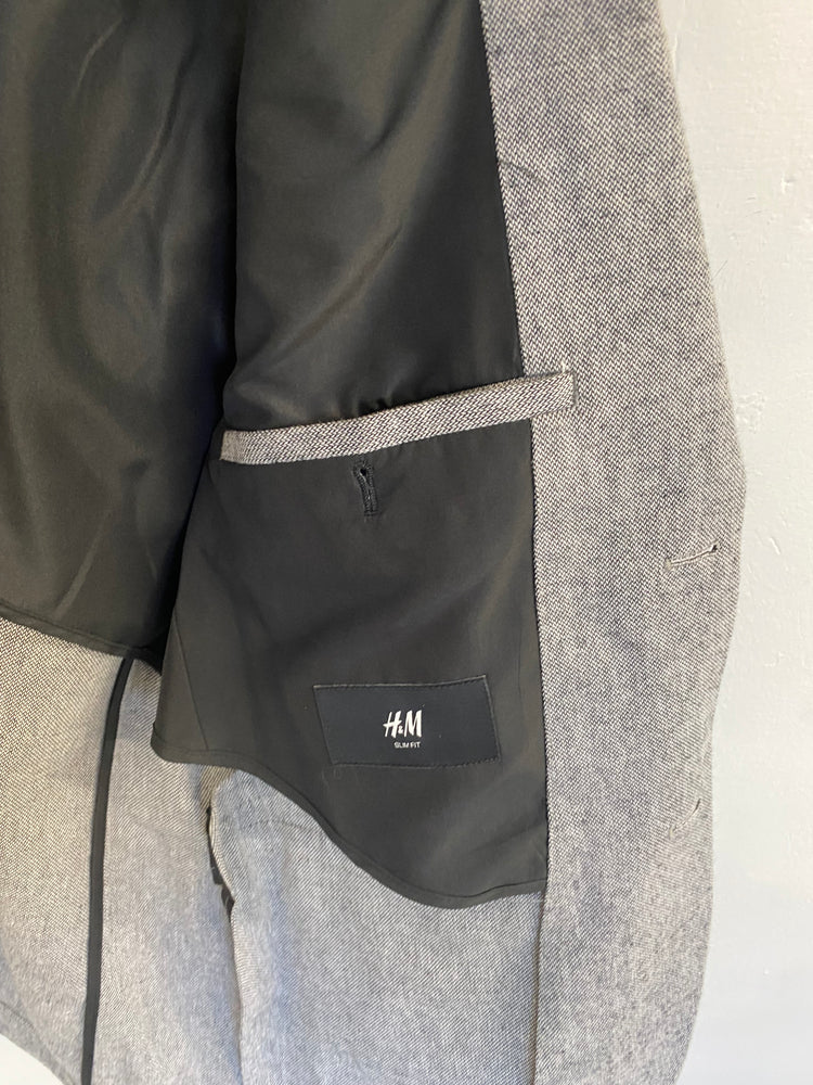 Classic grey H&M gents blazer tweed races wedding 36r JR001