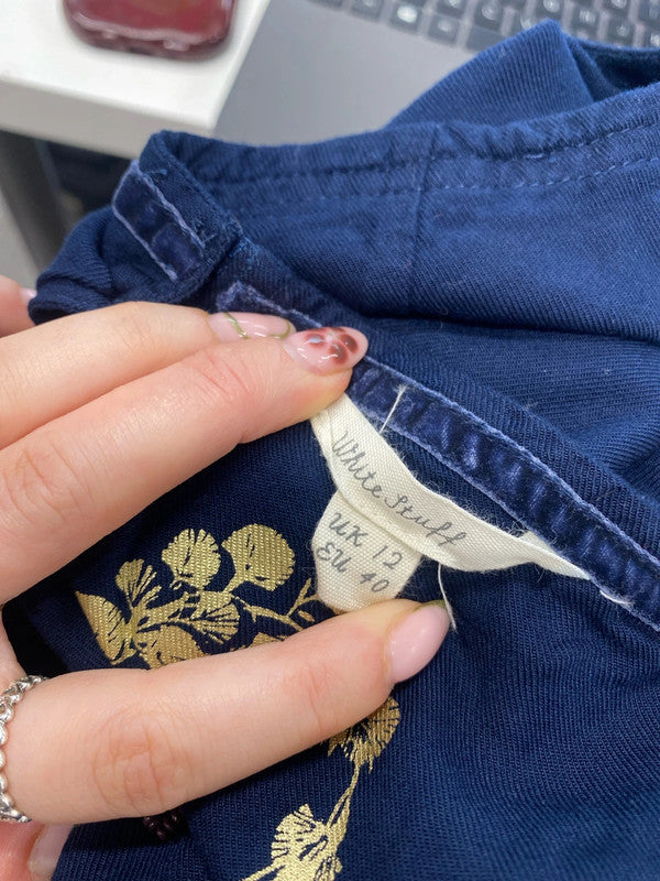 Lovely white stuff navy pattern tunic UK 12 MM005