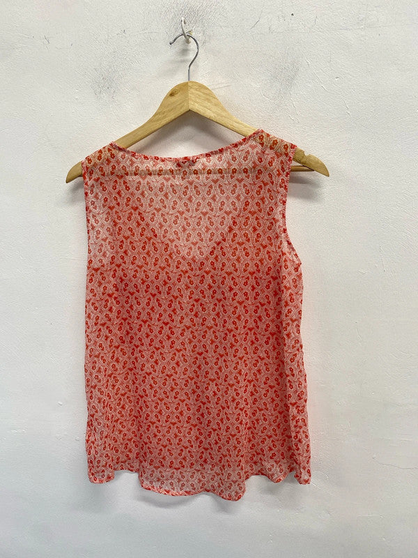 Lovely esprit red white semi sheer cami UK 12 MM005