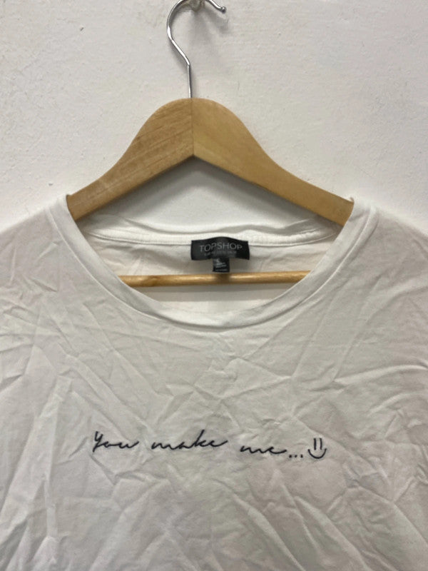 Fabulous Topshop White T shirt Uk14 You make me smile NN001