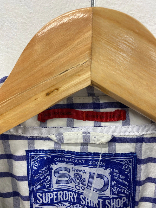 Superdry Blue & White Check Shirt Size L RA001