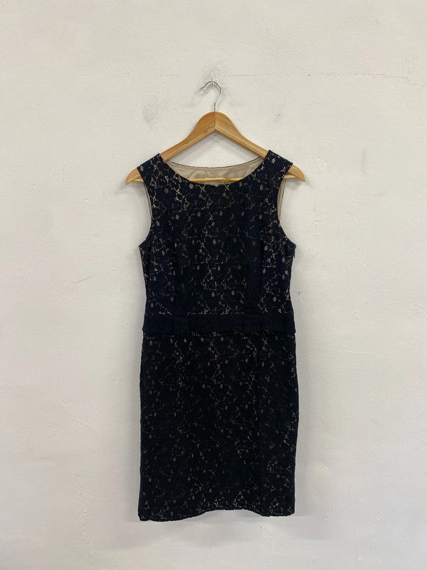 Stylish Monsoon black embroidery dress Uk 14 AW002