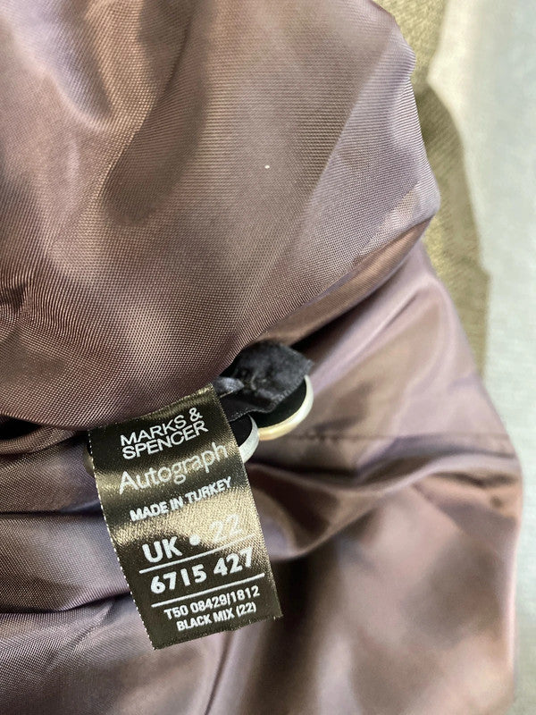 Fabulous Autograph by M&S Brown black micro check Jacket occasion events Uk22 NC001