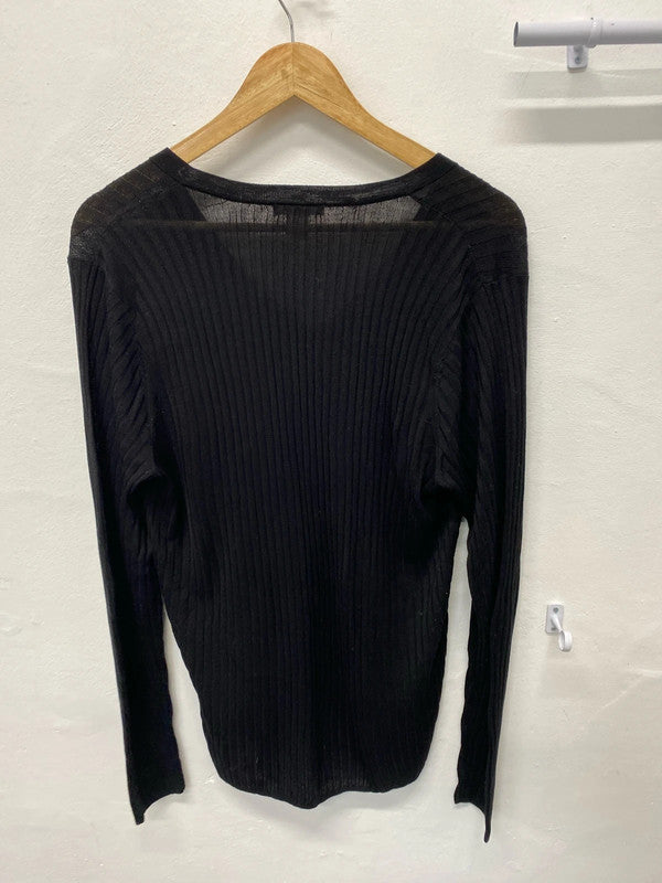 Fabulous oversized H&M ribbed v neck jumper semi sheer Ukxl 14-16!KM003