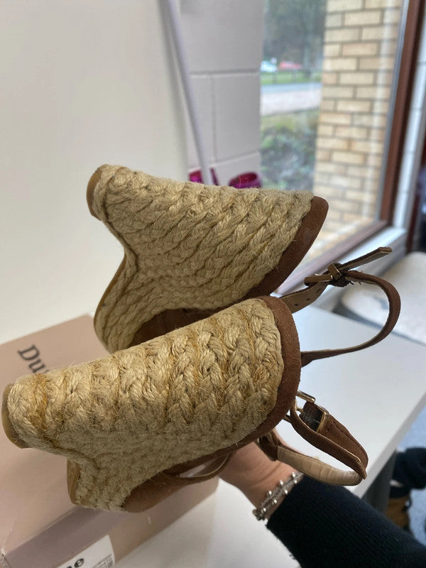 Fabulous Dune Tan espadrille wedge UK6 occasion parties NN001