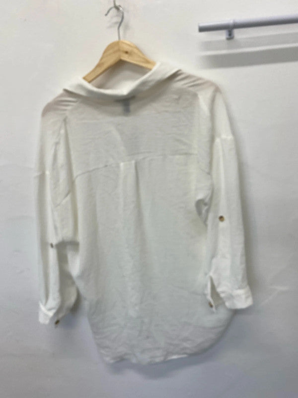 Fabulous New Look white oversized smock shirt arty boho Uk10 LC