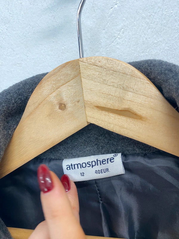 Lovely atmosphere grey wool blend pea coat UK 12 GK002