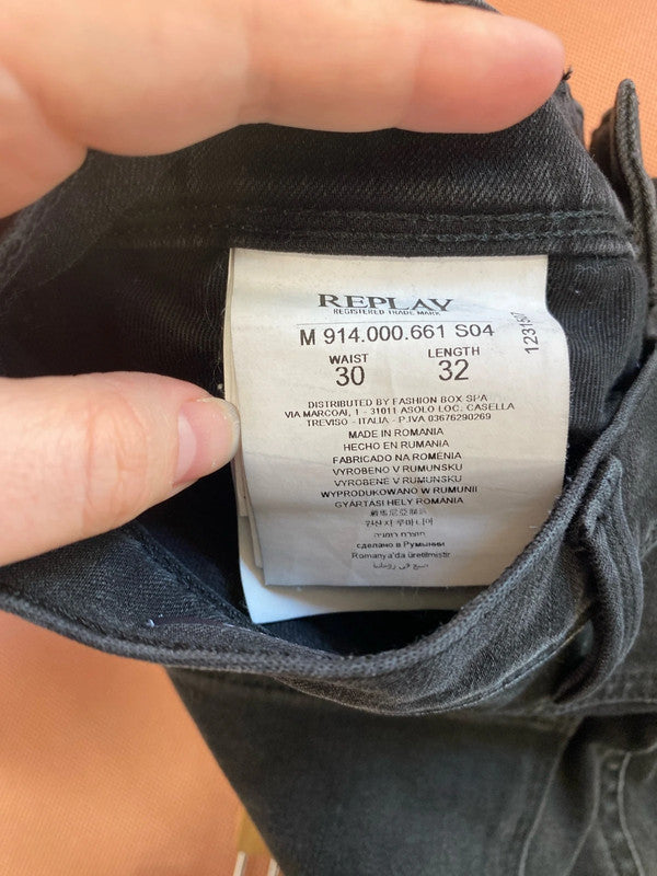 Replay Chic Black Hyperflex Anbass Jeans 30W 32L CN001