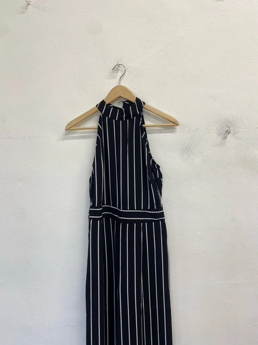Lovely atmosphere black white striped Halterneck jumpsuit UK 12 MB001