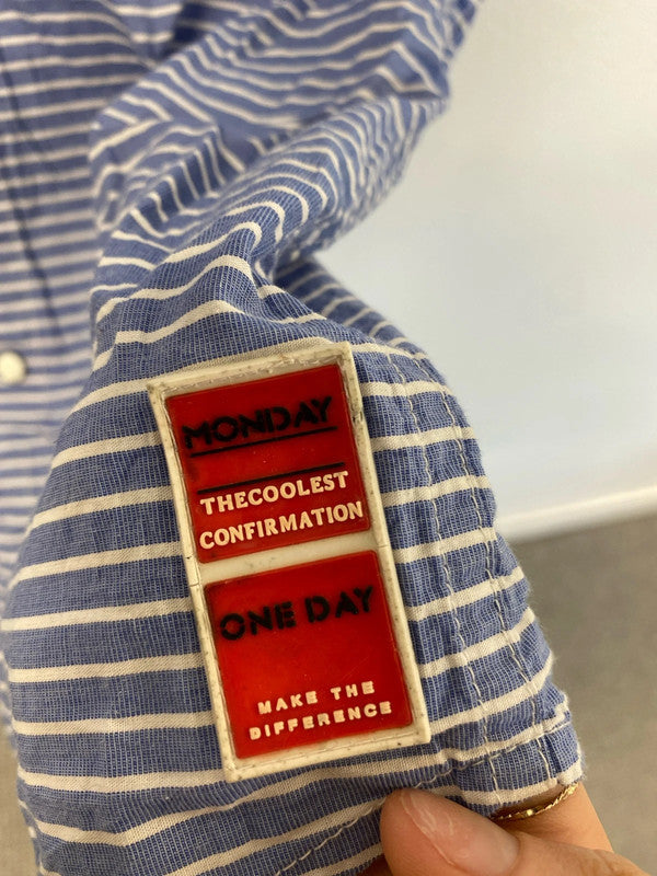 Fabulous Monday blue striped button up shirt size XXL KD001