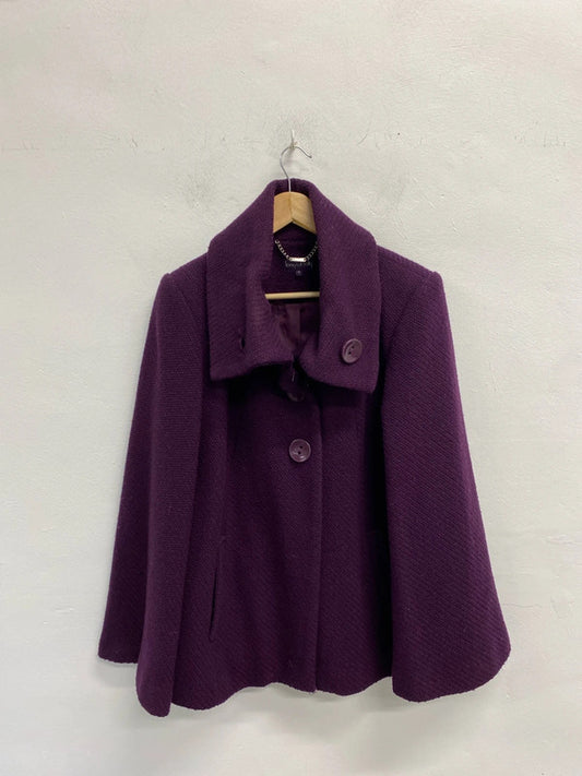 Fabulous Long Tall Sally Prune purple wool blend coat Formal or fun Uk10 KD001