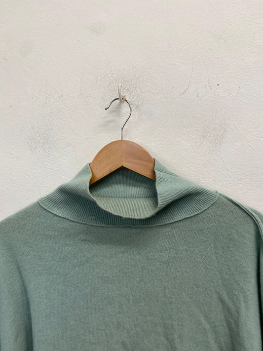Lovely Free People Mint Cashmere Jumper High Neck UK XS RF001