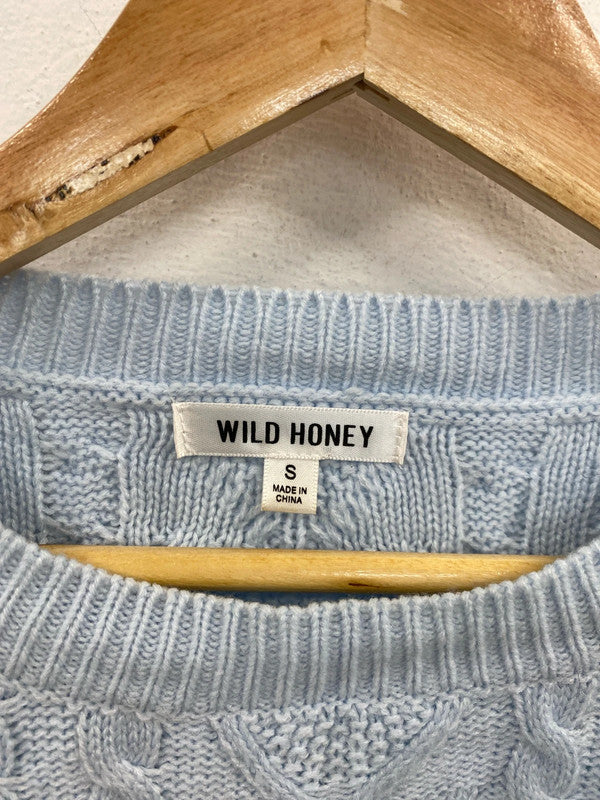 Wild Honey Preppy Baby Blue Crop Jumper Size S MM005