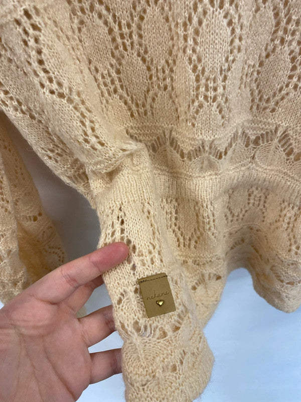 NKN Nekane Gorgeous Apricot Crochet Knit Jumper Size M MS002