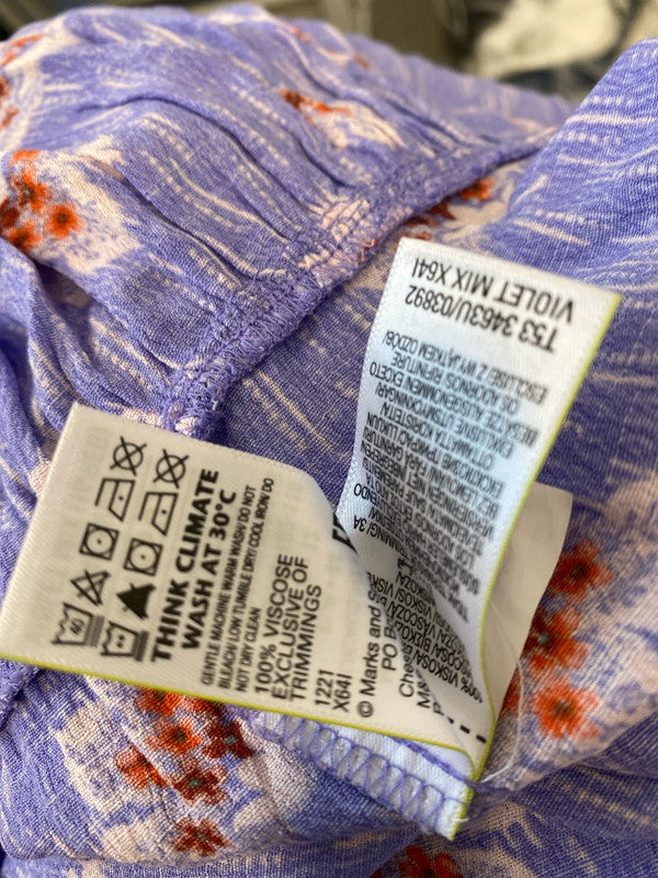 Fabulous M&S violet Midaxi dress puff sleeve Uk 16 classic GW001