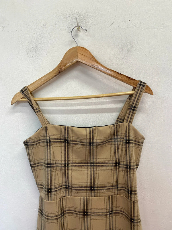 Stunning I saw it first checkered beige mini dress UK 12 PJ001