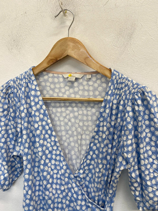 Lovely Boden blue spotted low bust top UK 10 AO001