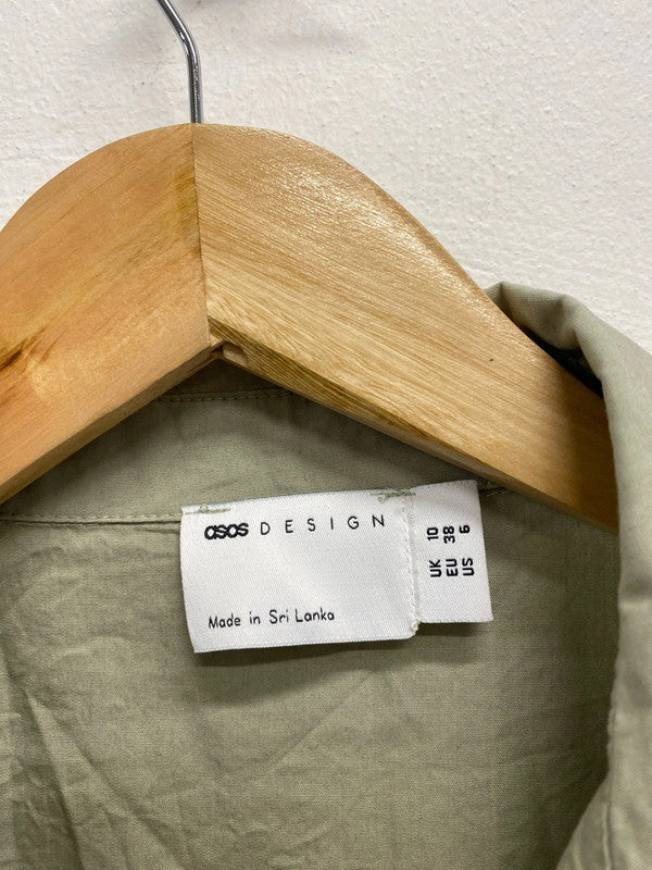 Fabulous ASOS Khaki lightweight cotton smock dress Uk10 LP003
