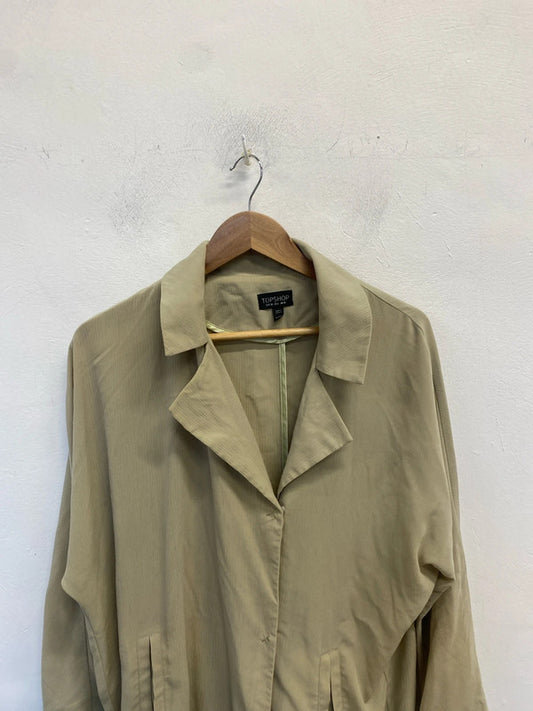 Lovely Topshop mint green button up longline shirt jacket UK 10 LB004