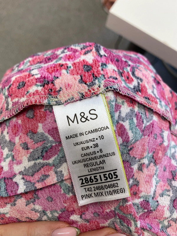 Lovely m&s pink foral fit and flare skirt UK 10 JM005