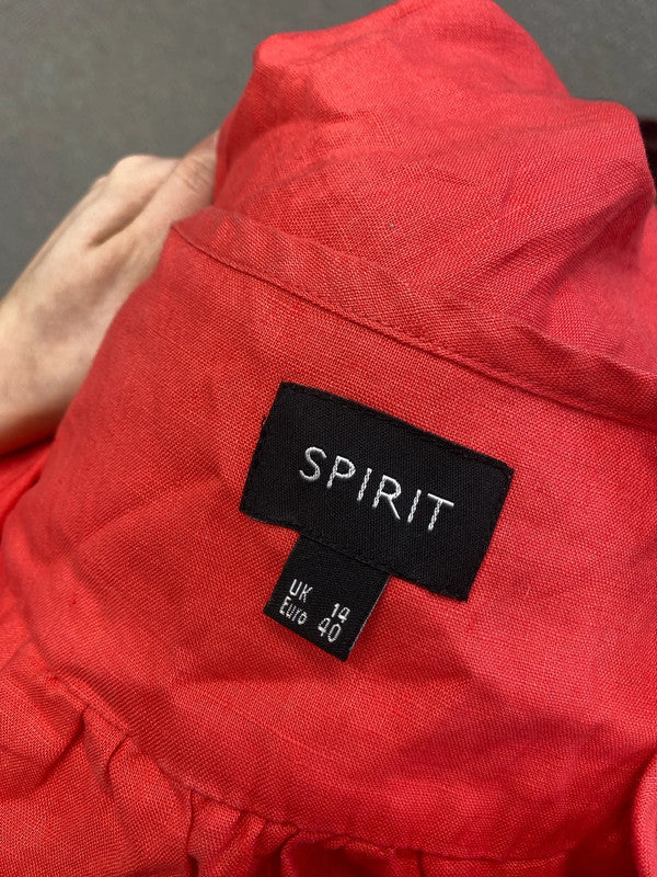 Lovely spirit coral linen tie waist UK 14 MM005