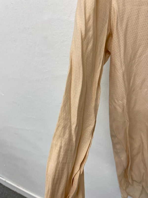 Zara peach faux formal top shirt blouse stunning UkL JB003