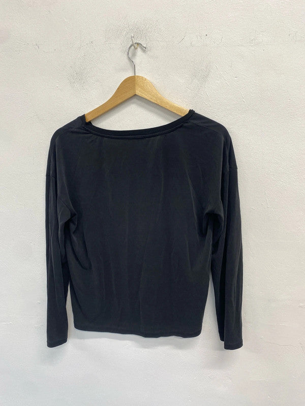 Lovely soaked in luxury black long sleeve top UK M SS002